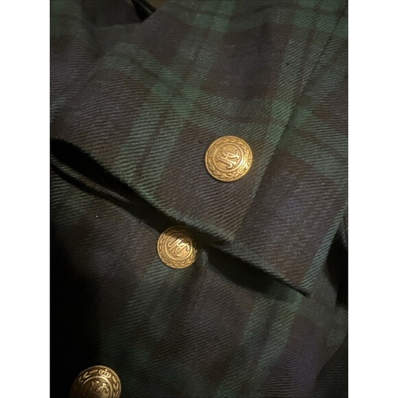 JH Collectibles Blazer Women's Size 8 Wool Plaid w/ Velvet Collar Black Green - Picture 6 of 6